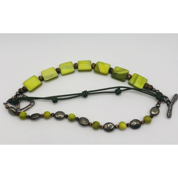 Silpada Sterling Silver Bracelet~Green Mother of Pearl ~Leather ~PyriteTiger Eye - Picture 12 of 12